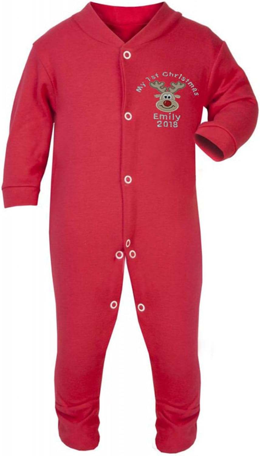 Sew Sew Special Girl’s Personalised 1st Reindeer Applique Baby Grow