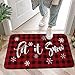 AVOIN Buffalo Plaid Let it Snow Decorative Doormat, 18 x 30 Inch Winter Christmas Holiday Non-Skid Floor Mat Switch Mat Indoor Outdoor Home Garden