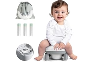 Noonkty Portable Potty for Toddler - Foldable Kids Toilet with Splash Guard, Travel Potty Seat with Bag, 60pcs Liners