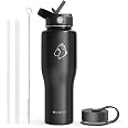 BUZIO 64oz Vacuum Insulated Water Bottle – Keeps Drinks Cold 48 Hrs, Hot 24 Hrs, BPA-Free Straw & Flex Cap