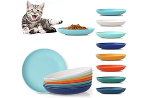 GENLGE 8 Pack Cat Food Bowls Whisker Friendly, 5.9 x 1 Inch Shallow & Wide Cat Dishes, Lightweight Unbreakable Wheat Straw Pet Bowls for Indoor & Outdoor Cats | Dishwasher & Microwave Safe