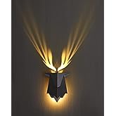 Fuloon Antler Night Light with Remote Control, Adjustable Deer Wall Lamp Battery Operated and Removable Charging for Bedroom,