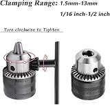 Mesee 1.5-13mm Drill Chuck Adapter 1/2-20UNF Hex Shank Chuck Key view 3