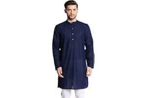 In-Sattva Men's Indian Mandarin Collar Handcrafted Fine Embroidered Kurta Tunic