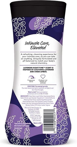 SUMMER’S EVE LAVENDER NIGHT-TIME DAILY REFRESHING WASH, 5-IN-1 PH-BALANCED FORMULA, REMOVES ODOR-CAUSING BACTERIA, FREE FROM DYES & PARABENS, GYNECOLOGIST TESTED, 12 FL OZ (PACK OF 10)