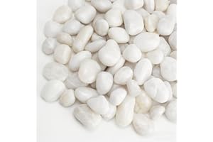 Onlyfire 10lb White Polished Pebbles, 3/8"-13/16" Natural Decorative River Rocks Aquarium Gravel Stones for Landscaping, Indo