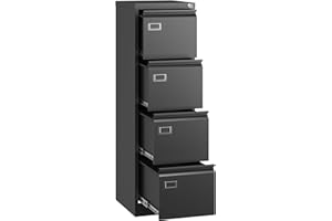 Letaya 4 Drawer File Cabinet with Lock,Metal Office Filing Cabinets for Home Office- Storage A4/F4/Letter/Legal -Assembly Required (Black)