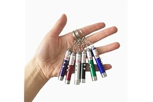 CHUQIANTONG 6PCS Cat Toy Mini Red Laser Pointer Cat Dog Interactive Training Tools White LED Torch Light with Keychain