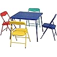 Homy Casa Kids Folding Square Table and 4 Chairs Set, Multi-Color 5-Piece Foldable Lightweight Table and Chair Set for Art, Play, Craft, Activity, Children Table for Daycare, Classroom, Home, Blue