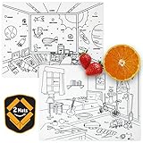Kids Placemats silicone coloring non slip educational washable reusable dishwasher-safe BPA-free placemats - Space and Room : by HEXATAL