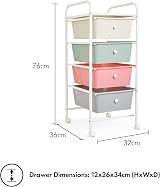 VonHaus Storage Trolley 4 Drawer Pastel with 360° Wheels Chrome Frame view 2