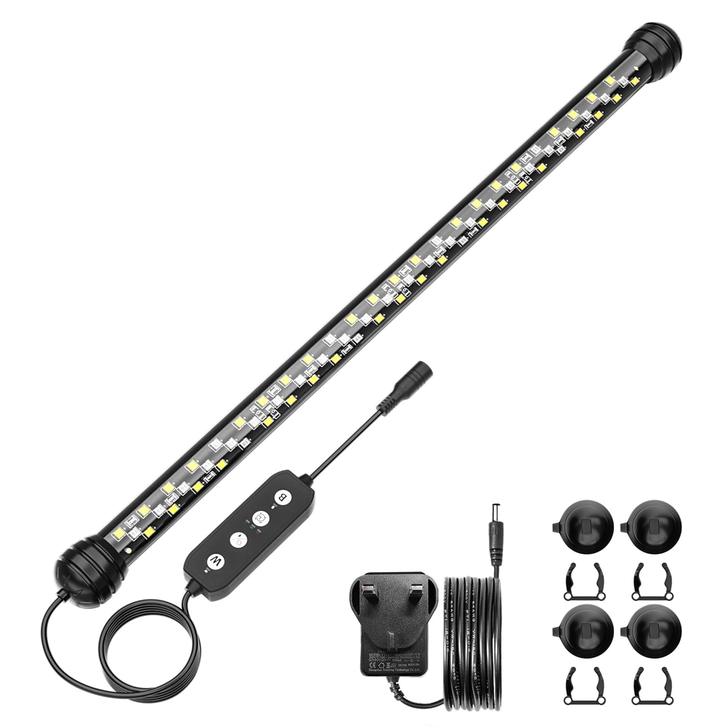 SEAOURA Led Aquarium Light with Timer, Submersible Aquarium Plant Light, Fish Tank Light with Auto On/Off, 3 Lighting Modes, Adjustable Brightness, 9W (38cm)