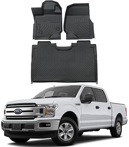 DIKSOAKR Floor Mats And 5.5FT Truck Bed Mat For 2015-2024 Ford F150 Super Crew Cab - 1st & 2nd Row Full Set Car Accessories Custom Fit All Weather Cargo Liner For Ford
