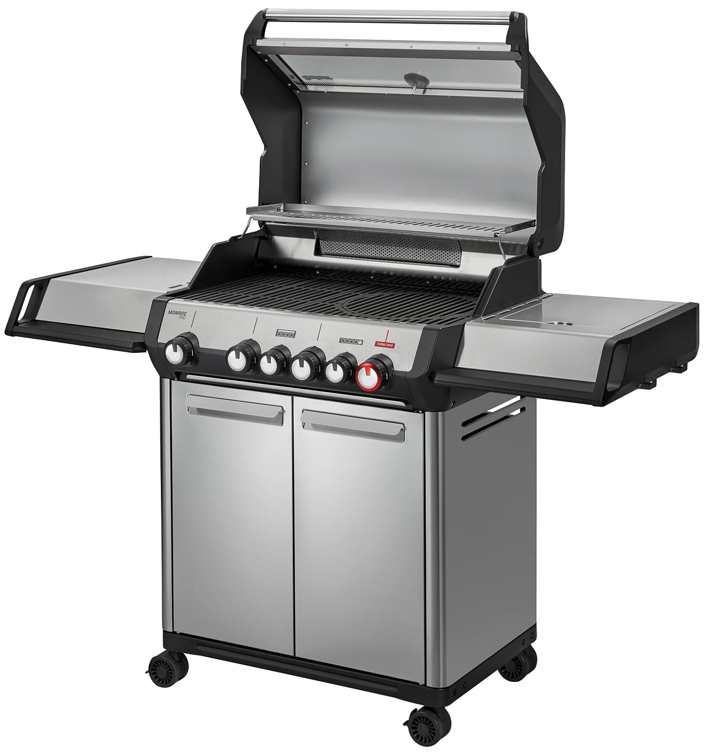 Enders® Gasgrill MONROE PRO 4 SIKR TURBO, 4-Edelstahlbrenner, Seitenkocher, Infrarot-Backburner, Sichtfenster, HEAT RANGE™, SWITCH GRID™, 800 °C TURBO ZONE™, SIMPLE CLEAN™, #8362 9