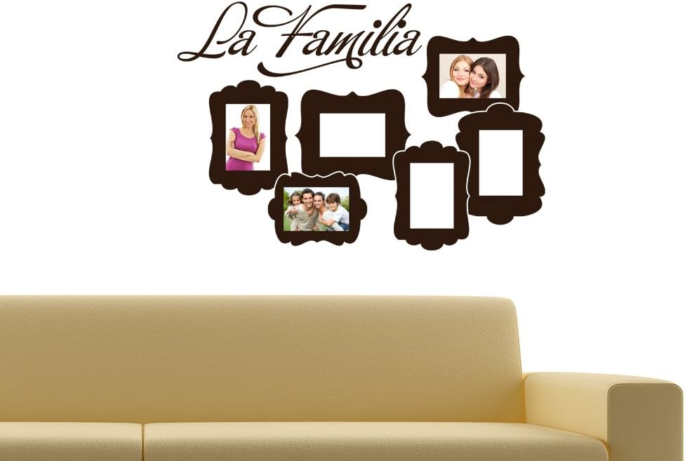 GRAZDesign Wandtattoo Bilderrahmen Spruch La Famila Rahmen Fotowand