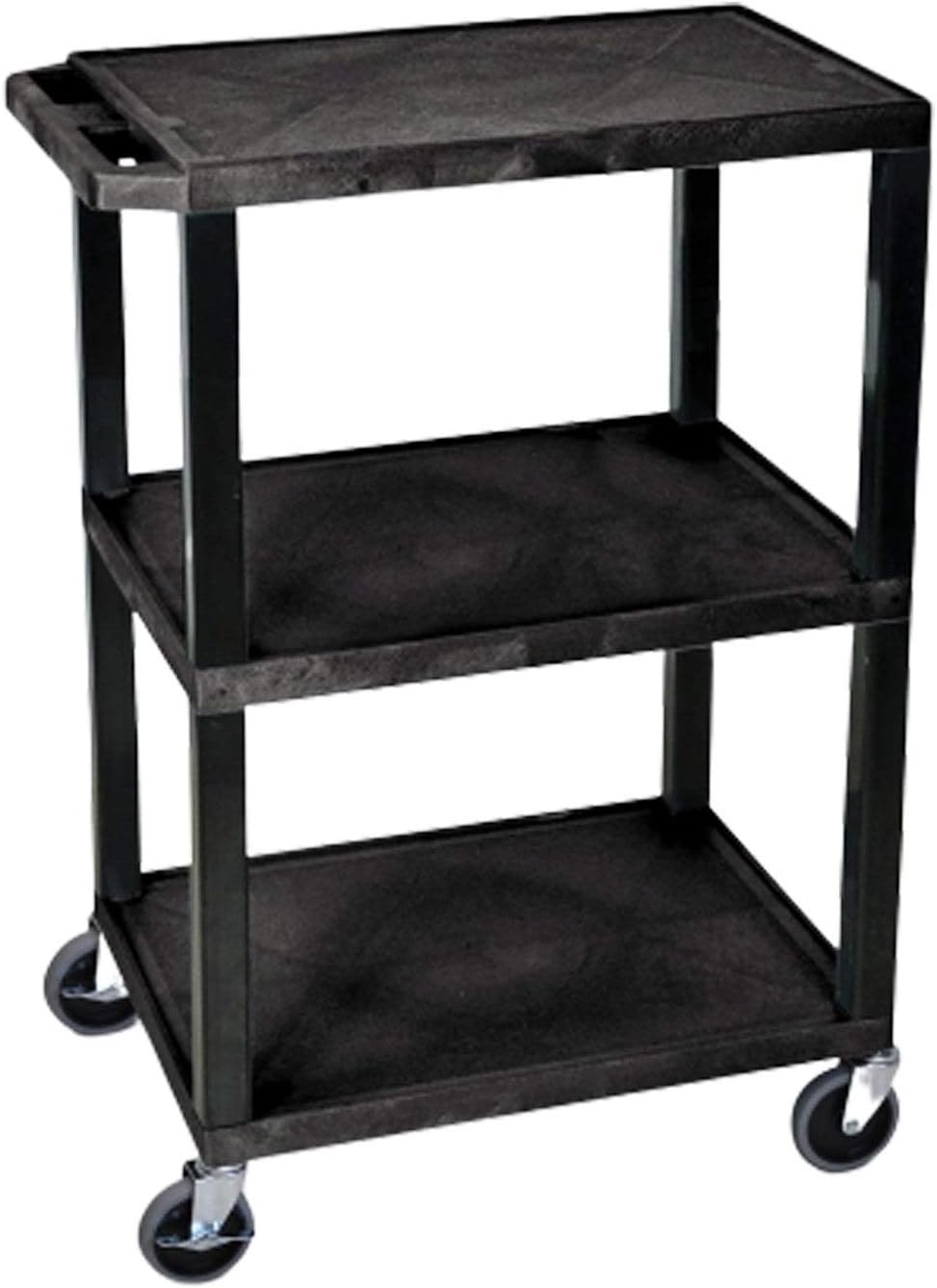 H Wilson Luxor WT34S 3-Shelf Utility Cart - Black, Heavy Duty, Made in USA