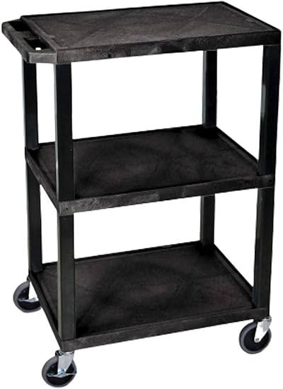 H Wilson Luxor WT34S 3-Shelf Utility Cart - Black, Heavy Duty, Made in USA