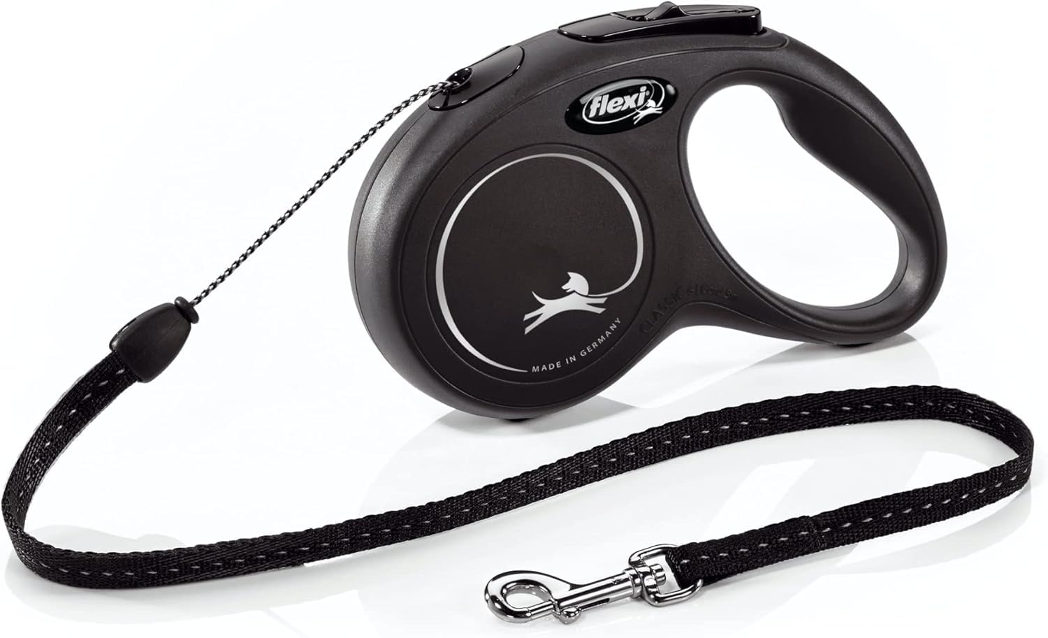flexi Classic Retractable Dog Leash (Rope), Ergonomic, Durable and Tangle-Free, for Dogs up to 26 lbs, 16 ft, Small, Black
