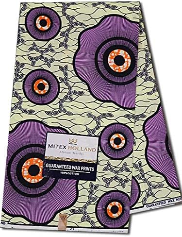 6 Yards Mitex Holland Block Print Ankara Cotton Fabric for Dresses &Craft Making/Sewing Fabrics/Kitenge/Pagnes/Chitenge Sold by The 6 Yards