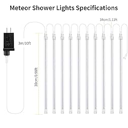 JJGoo Christmas Lights Meteor Shower Rain