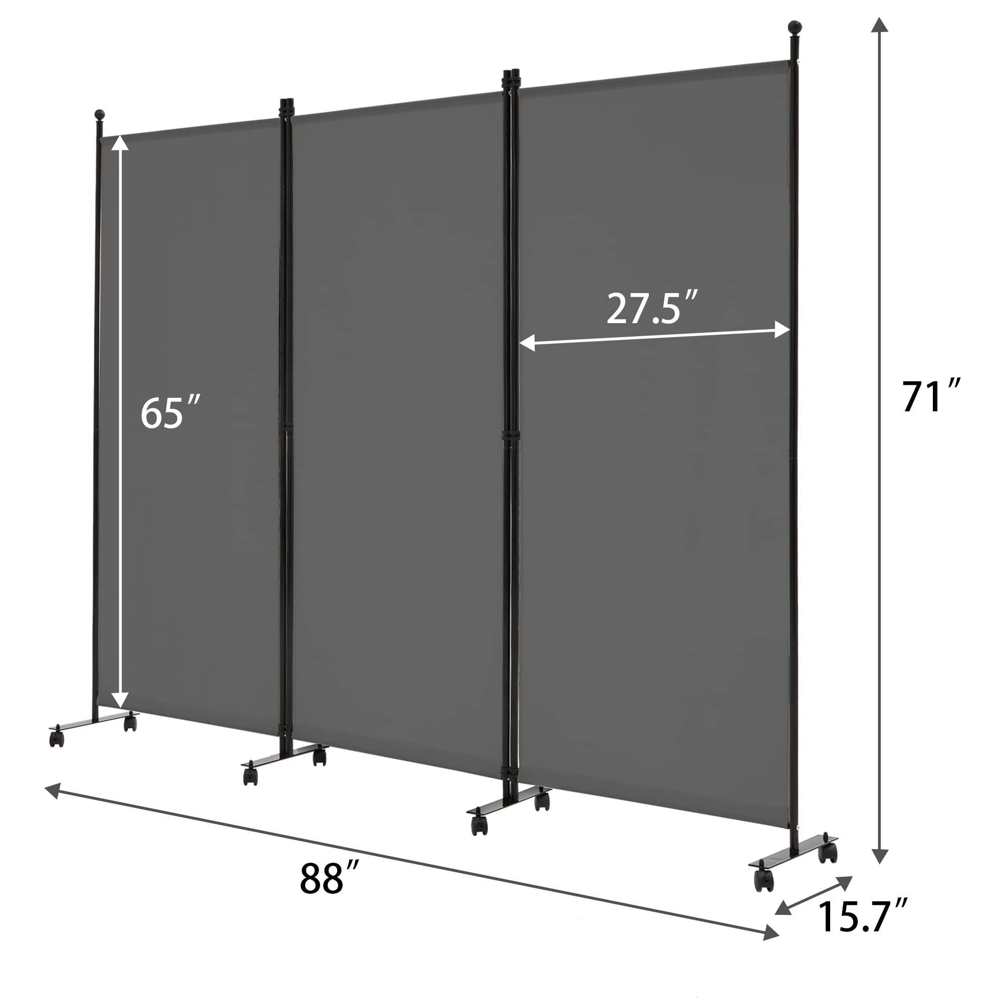 Mua Spurgehom 3 Panel Rolling Room Divider, Folding Partition Privacy ...