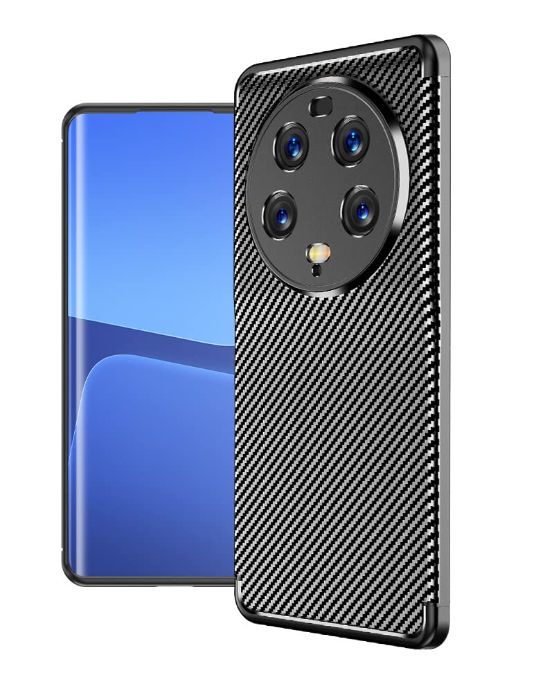 CruzerLite for Xiaomi Mi 13 Ultra Case, Carbon Fiber Texture Design Cover Anti-Scratch Shock Absorption (2023) (Carbon Black)