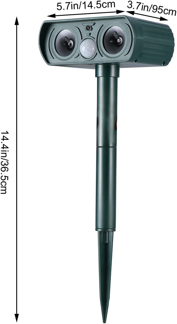 verde LEDMOMO Repelente de animales ultrasónico solar Impermeable Repelente de animales al aire
