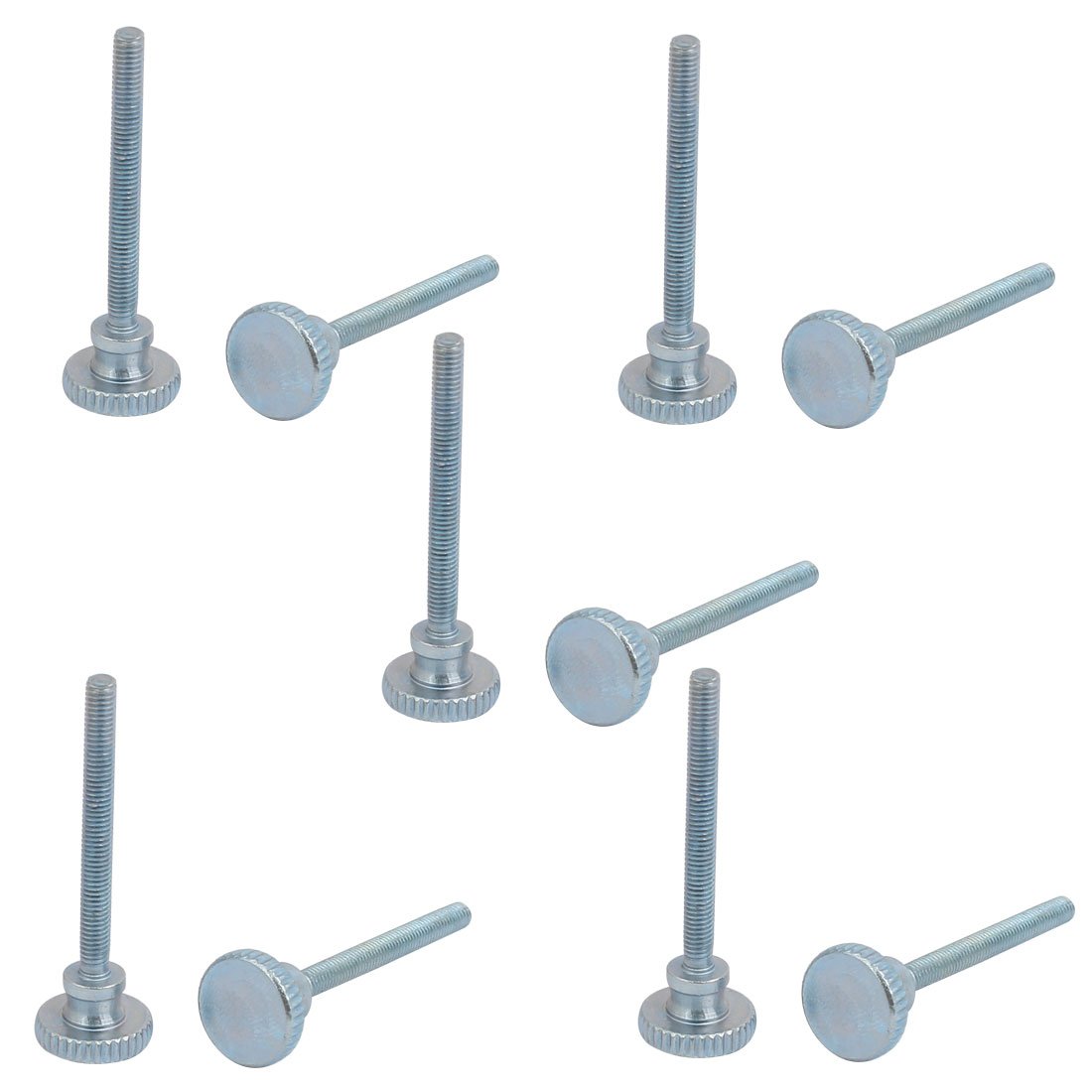 Sourcingmap M3x30mm Carbon Steel Flat Knurled Head Fully Threaded Thumb Screw Bolt 10pcs