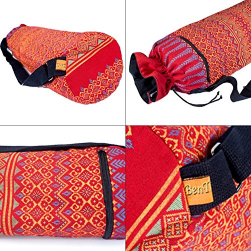 BTP-Handmade-Yoga-Mat-Bag-Totes-Sling-Bags-Zipper-Cotton-Lining-Ethnic-Thai-Adjustable-Strap