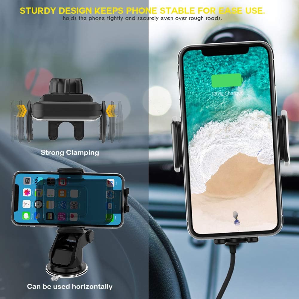 ZeeHoo Wireless Car Charger,10W Qi Fast Charging Auto-Clamping Car Mount,Windshield Dash Air Vent Phone Holder Compatible iPhone 11/11 Pro/11 Pro Max/Xs MAX/XS/XR/X/8/8+,Samsung S10/S10+/S9/S9+/S8/S8+: Electronics