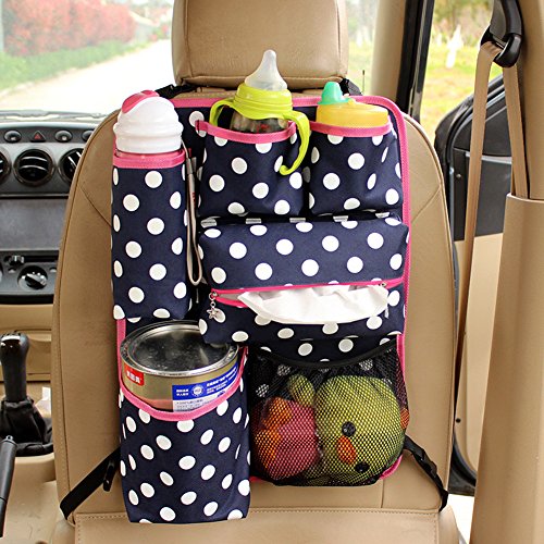 Urmiss Cute Dot Standard Car Seat Back Organizer Multi-Pocket Travel Storage Bag