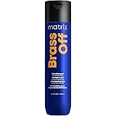 Matrix Brass Off Blue Shampoo, Neutralizes Brassy Orange Undertones, Tones Brunette, Brown & Dark Blonde Hair, Color Depositi