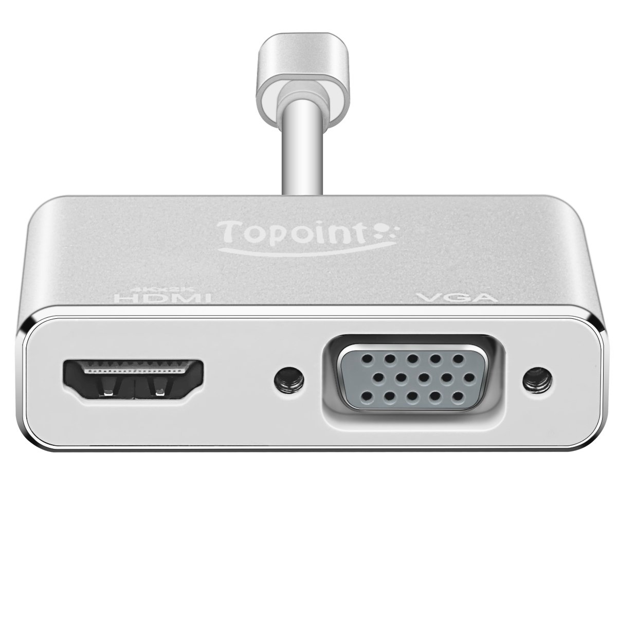 USB 3.1 Typ C auf HDMI VGA Adapter, Topoint Typ C (USB-C, Thunderbolt 3 Kompatibel) auf VGA HDMI (4Kx2K) 2 in 1 Adapterkabel Konverter für Macbook（Nicht unterstützt Macbook pro 2017） / Chromebook Pixel / Microsoft Lumia 950XL