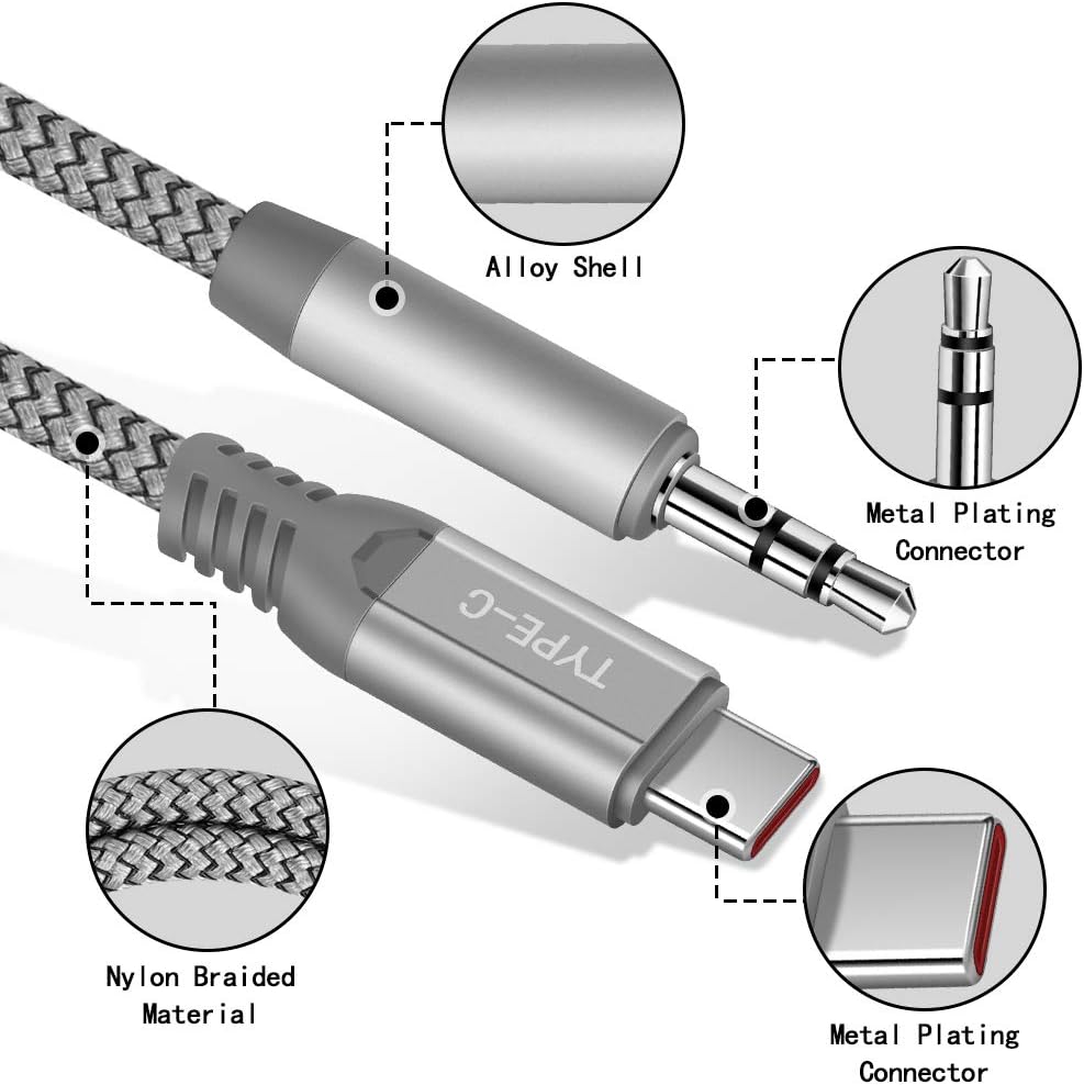 Audio Cable Aux Jack USB C to 3.5mm Headphone Cable, iMangoo Audio Headphones Adapter Aux Cable