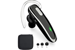 Jinreoo Bluetooth Earpiece, V5.1 Ultralight Wireless Handsfree Headset for Cell Phone with Noise Cancellation Microphone for iOS Android Samsung Laptop Trucker Driver (YBTOO-Q5)