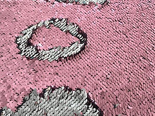 Sequins Sewing Fabric Mermaid Flip Up Sequin Reversible Flip up Sparkly Fabric Two Tone Pink Silver for Dress Clothing Making Home Decor sold by yard