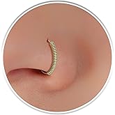 Adjustable 14k Gold Filled Nose Ring 20 Gauge - Wrapped Wire Tribal Style Nose Piercing Hoop For Women and Men