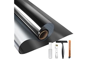 KESPEN WINDOW FILMS KESPEN One Way Window Privacy Film, Reflective Heat Sun Blocking Window Tint, See Out Not in(Light Outside Strong Than Inside) Window Films for Home Door,17.3 Inch X 78 Inch, Black-Silver