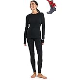 Merino.tech Merino Wool Base Layer Women Set - Heavyweight, Lite, Midweight Merino Thermal Underwear for Women Top, Bottom