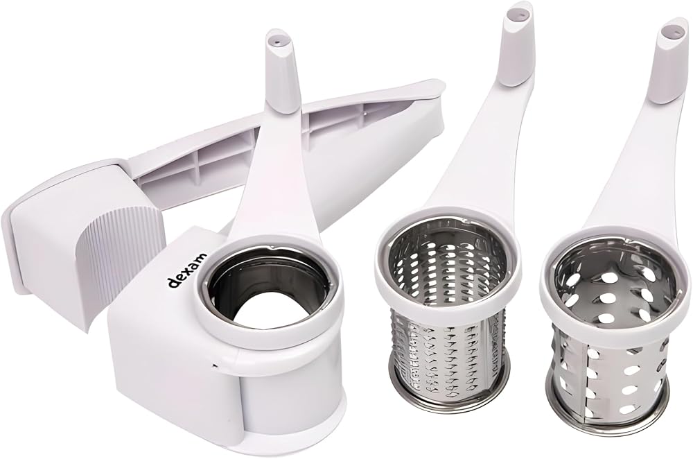 Dexam Stainless Steel Rotary Cheese Grater 3 Drums Multi-Purpose Handle