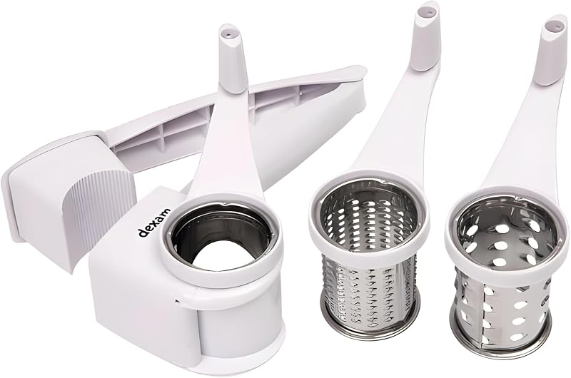 Dexam Stainless Steel Rotary Cheese Grater 3 Drums Multi-Purpose Handle