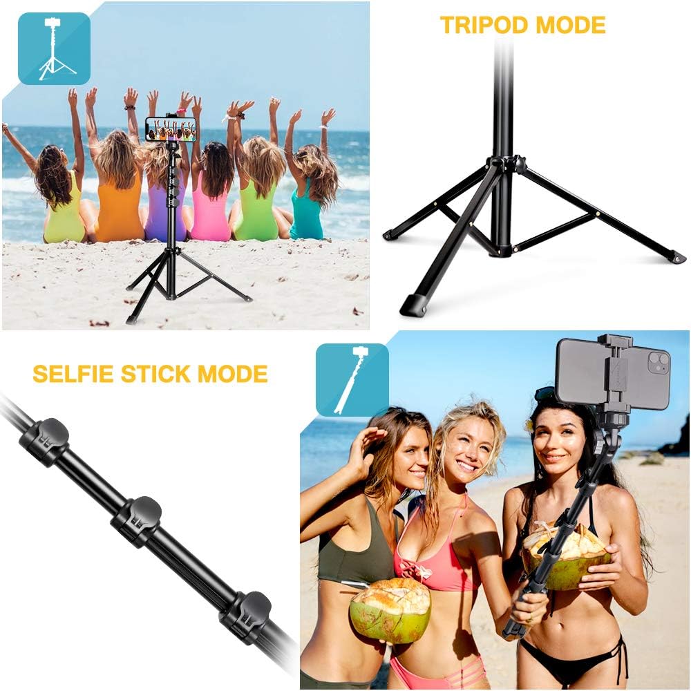 62" Phone Tripod Accessory Kits, Aureday Camera & Cell Phone Tripod Stand with Bluetooth Remote and Universal Tripod Head Mount, Perfect for Selfies/Video Recording/Vlogging/Live Streaming: Camera & Photo