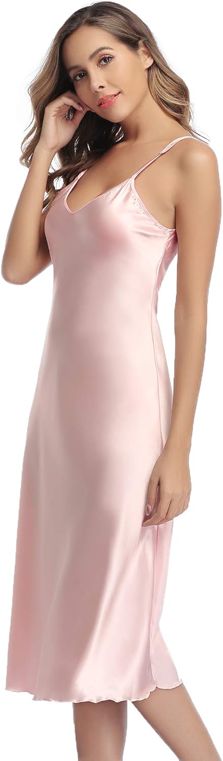 Hawiton Robe de Chambre Femme à Bretelle Peignoir Satin ...