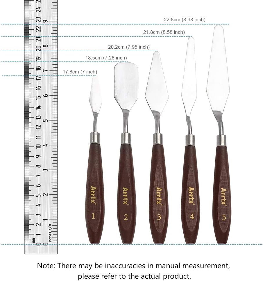 5 Pieces Painting Knives Stainless Steel Spatula Palette Knife Oil Painting Accessories Color Mixing Set for Oil, Canvas, Acrylic Painting-Lightwish