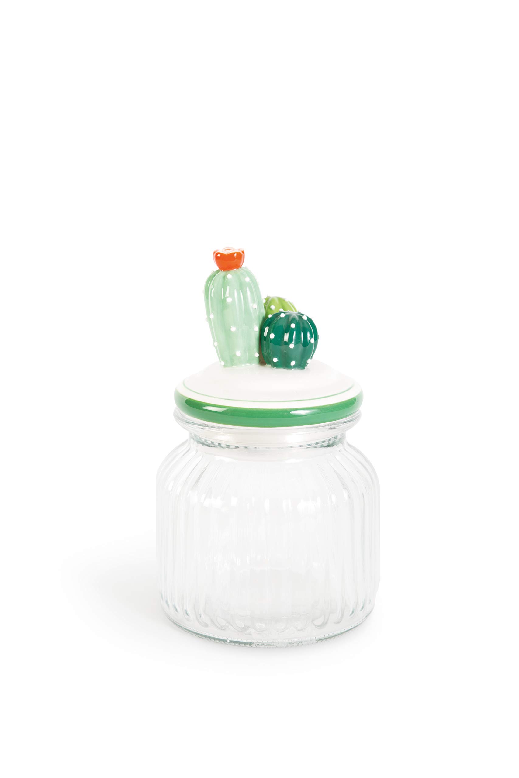 Excelsa Cactus Storage Jar, Green, 650 ml
