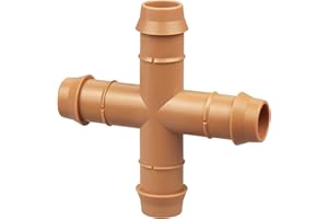 Kepmix 12 Pieces Drip Irrigation Barbed Cross Fittings： 1/2 Inch Drip Line 4 Way Connectors for 1/2" Drip Irrigation Tubing Irrigation System Replacement Parts for Sprinkler Systems