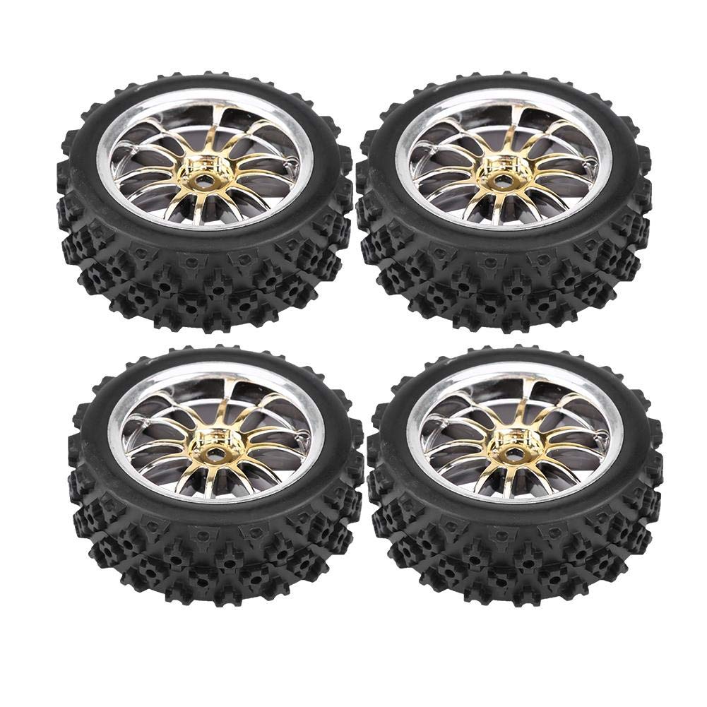 High Performance RC Car Tires, 4 Pcs Rubber Racing Tyres Wheel Upgrade, Durable Off-Road Model Car Parts for 1:10 Scale Racing