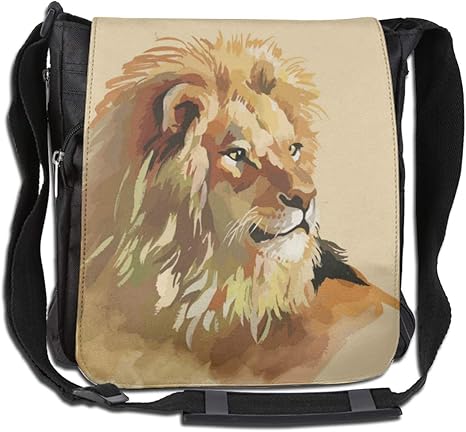 Amazon Co Jp ショルダーバッグ メッセンジャーバッグ 斜めがけバッグ ボディバッグ ワンショルダー 肩掛けバッグ 水彩のライオン 収納バック バック カバン 学生 男女兼用 おしゃれ 大容量 多機能 便利 通学通勤 旅行 ホーム キッチン
