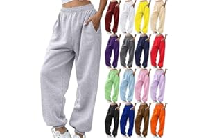 Sweatpants for Women Fashion Elastic Waisted Joggers Clothes Casual Workout Running Sports Trouser Slacks with Pocket