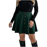 winkbay Women's Plus Size Corduroy Mini Skirt Vintage Button Front High Waisted A Line Dressy Casual Skirts